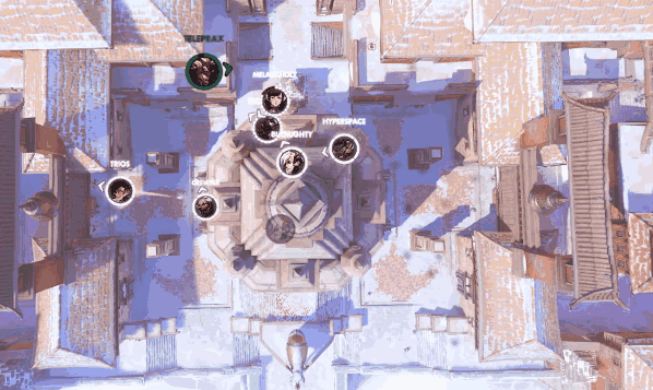 在地图中你可以看到终极技能、昏迷、冰冻或者定身等状态信息，用Jeff的话叫做“3D的战场上覆盖的一个2D地图”。