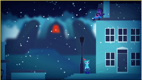 这就是这一幕的基调，雪，也可以是尘埃，背景是制造快乐玩具的流水线工厂