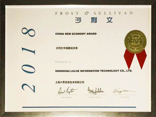 小葫芦获“2018沙利文中国新经济奖”证书
