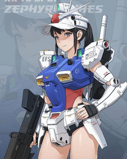 韩国画师绘制高达女孩 可爱妹子穿机甲