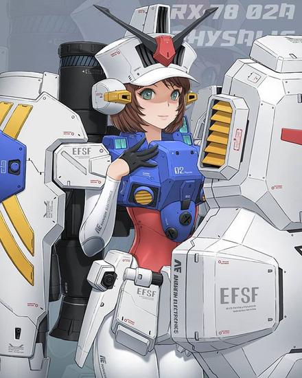 韩国画师绘制高达女孩 可爱妹子穿机甲