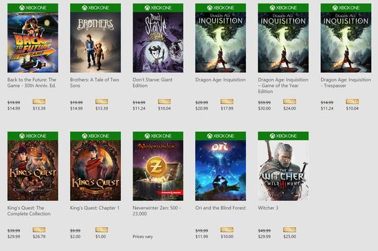 XboxOne圣诞促销游戏（点击放大）