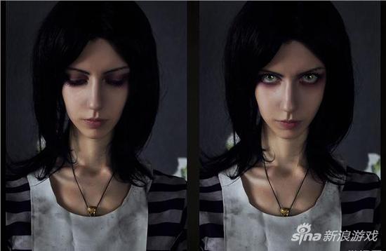 异国美女Cos暗黑风爱丽丝