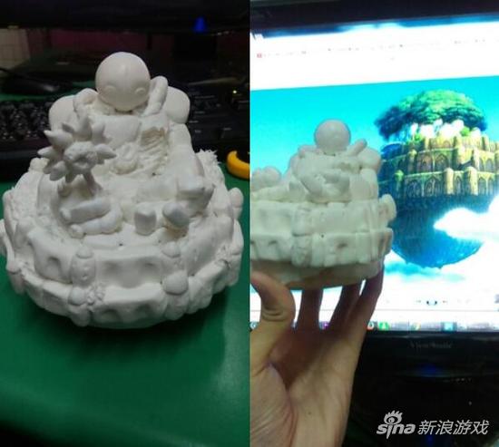 以宫崎骏动画卡通的天空之城作为创作理念，上面是英雄联盟角色布里茨