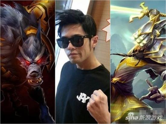 周杰伦入门时喜欢用「狼人」沃维克(左)，目前最喜欢用的角色是「剑圣」易大师(右)。
