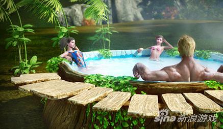 泡澡池可供4名玩家一起坐在里面