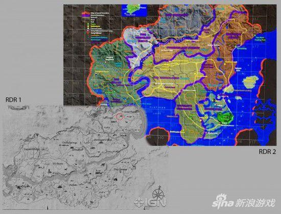 《荒野大镖客2》地图和初代地图对比