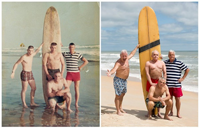 右边的最认真，衣服裤子都买了一样的