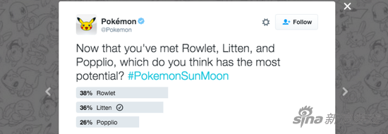 精灵宝可梦官方推特对新御三家的人气调查