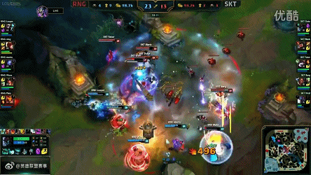 RNG上中野做出复活甲，全队输出重任集于无心一身，结果在最关键的团战中他主动脱离队友，闪现去切后排，导致小虎失去火力掩护被杀，造成了SKT的成功翻盘