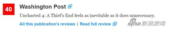 华盛顿邮报《神海4》超低分评价惹众怒