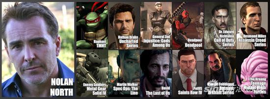 Nolan North和他的部分游戏配音角色