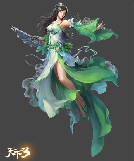 《天下3》中的冰心妹子灵巧温婉,飘逸柔美,她们怀着济世救人的慈心,更