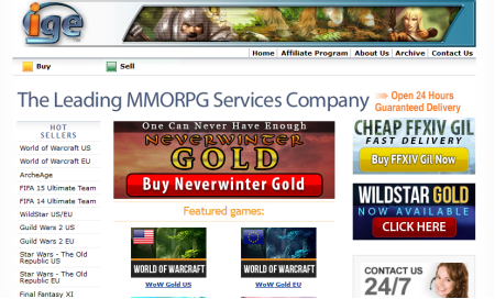 IGE的主页依然健在，网站标题依旧是魔兽金币交易……