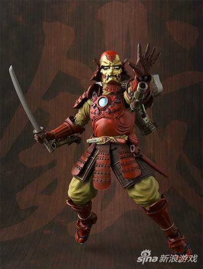 日本武士风钢铁侠手办面容狰狞似兵马俑