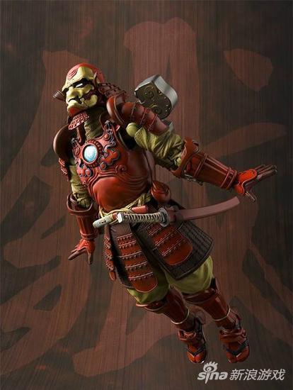 日本武士风钢铁侠手办面容狰狞似兵马俑