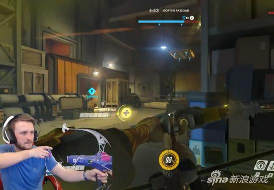 《守望先锋》主播真弓箭操控半藏 随缘箭拿双杀