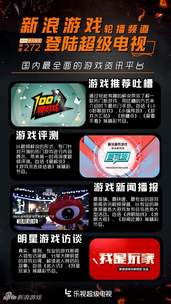 新浪游戏登陆乐视超级电视轮播频道
