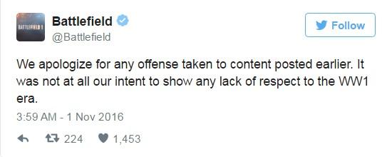 《战地1》官方措辞不当引争议
