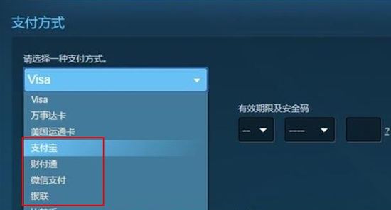 Steam支付选项