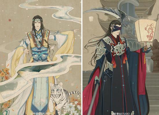 &nbsp;微博话题#古网回忆录#的玩家绘画作品——明月尘、祸烨莲（作者：千景绘）