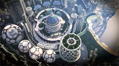Blockworks的5名成员用6天时间、1亿块方块搭建的作品《Climate Hope City》