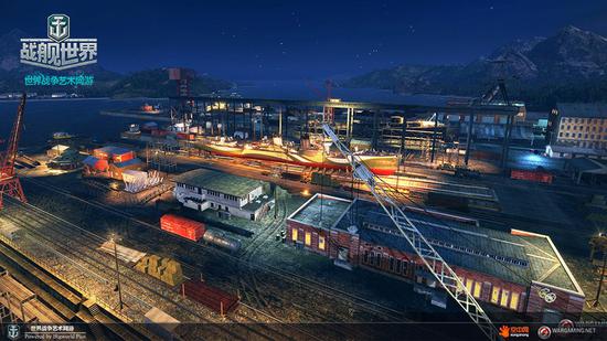 灯火通明的海军基地