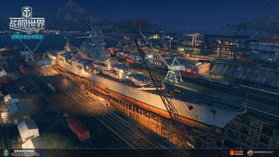 停靠在船坞中的亨利四世号巡洋舰