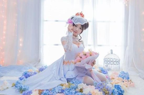 王者荣耀花嫁小乔cos白丝萝莉超可爱