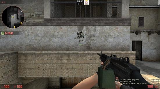 如图可见，在极端距离下，M249的双发点射精度仍然可以控制在一个可控范围内。