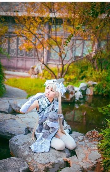 缘之空春日野穹白旗袍cos 长腿白丝腿控福利