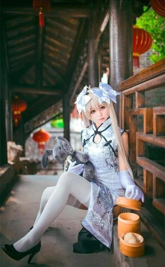 缘之空春日野穹白旗袍cos 长腿白丝腿控福利