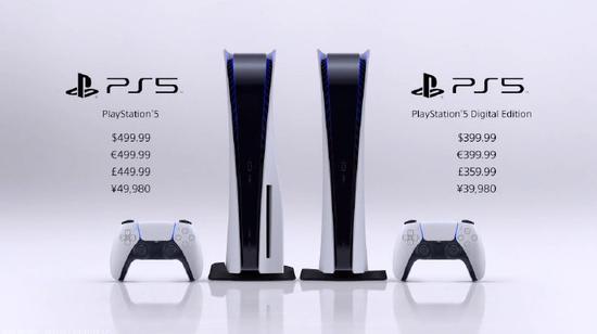 PS5主机将于11月12日正式发售 售价为399美金和499美金