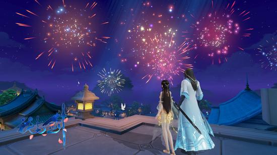 烟花灿烂,江湖月圆人儿圆