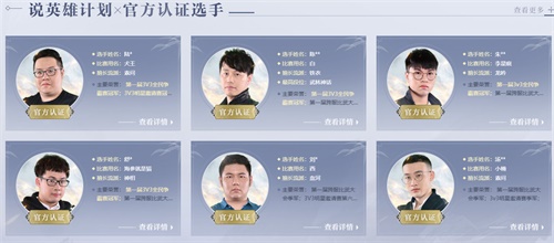 部分已通过官方认证的选手