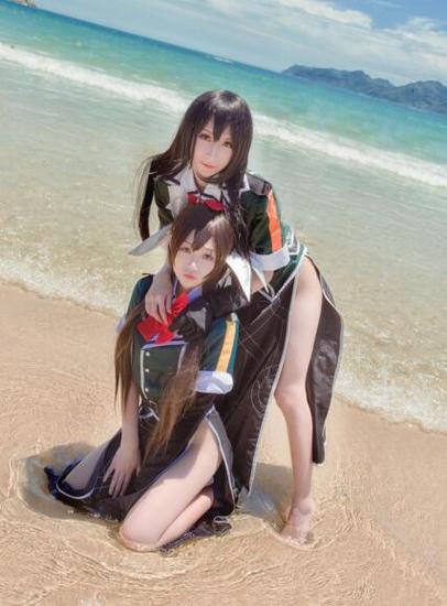 舰娘沙滩美腿cos