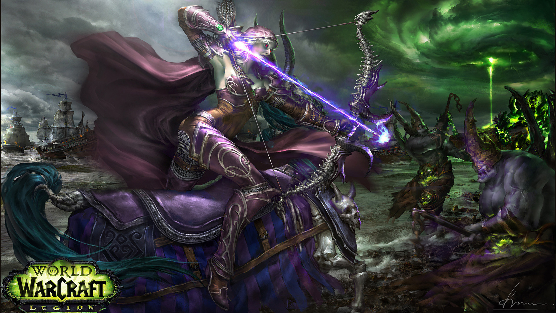 魔兽壁纸:驰骋在破碎海滩 为了希尔瓦娜斯的胜利-魔兽世界