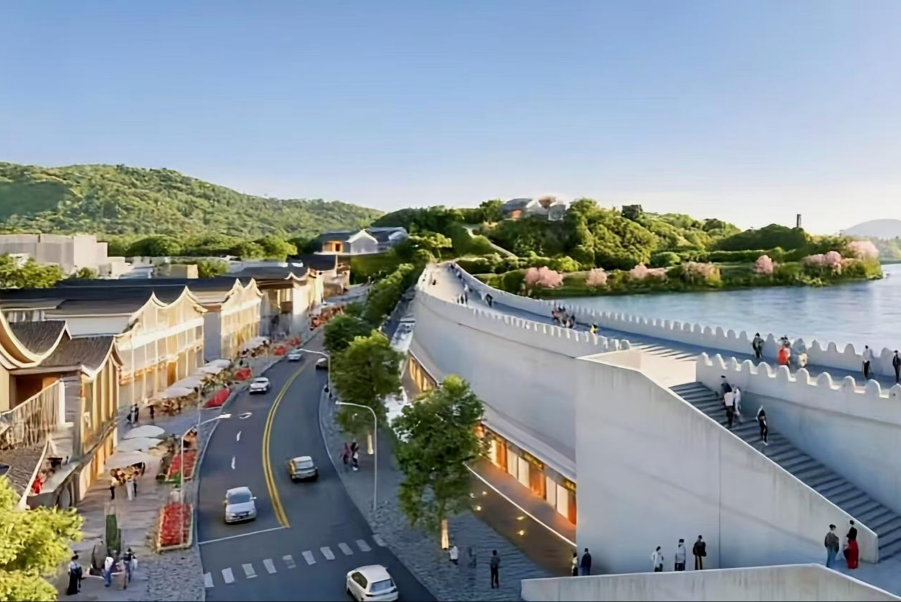 图为大湾金湾文旅小镇一角（效果图）