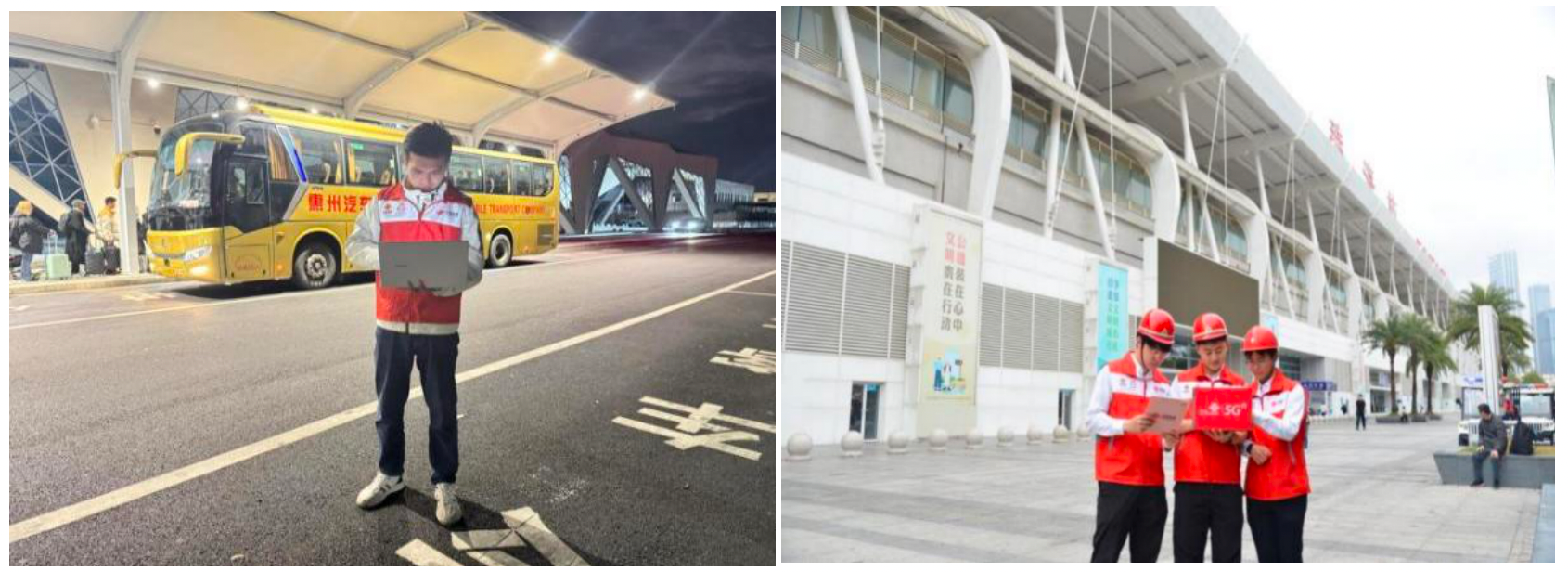 图为：交通枢纽基站参数精细调优，实测4/5G网络连续覆盖：图3惠州，图4珠海