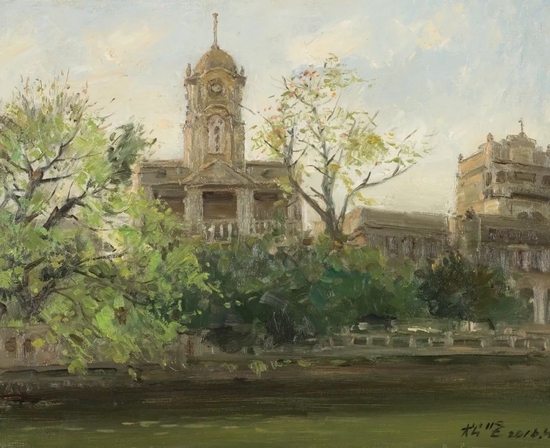 《关氏图书馆》布面油画 40x50cm 2016