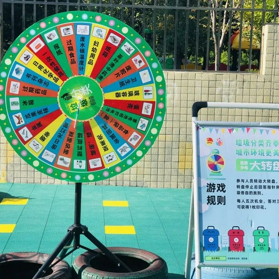 中,工作人员根据孩子们的年龄特点,通过生动有趣的垃圾分类趣味游戏