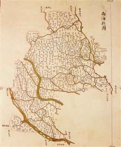 南海县图(来自清光绪二十三年1897年《广东舆地全图》),图中可见,广州