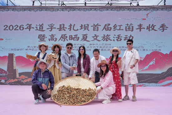 湾区采风团在扎坝红菌丰收节现场
