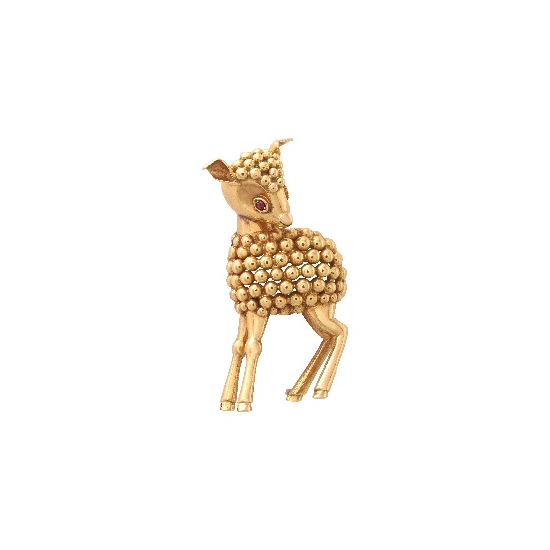 Little Doe胸针，1956年 黄K金、红宝石 Van Cleef &amp； Arpels Collection