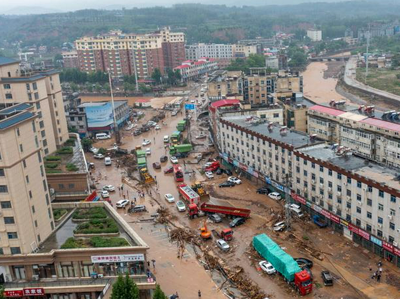 多图直击河南暴雨:洪水肆虐下的米河镇