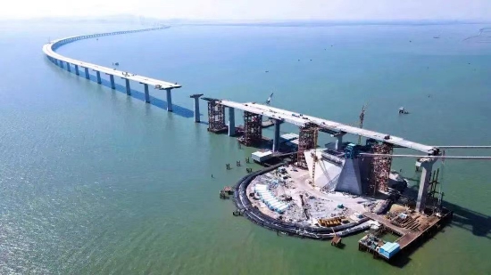 伶仃洋大桥西锚碇海上建设现场