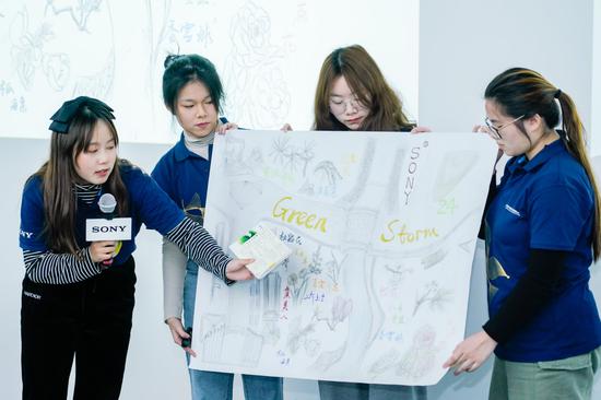 大学生讲解并展示各自团队的绿地图