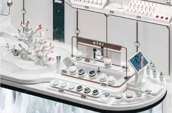 花西子门店的珊瑚元素（仿制）