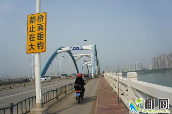 你在琼州大桥上钓鱼小心甩竿伤人