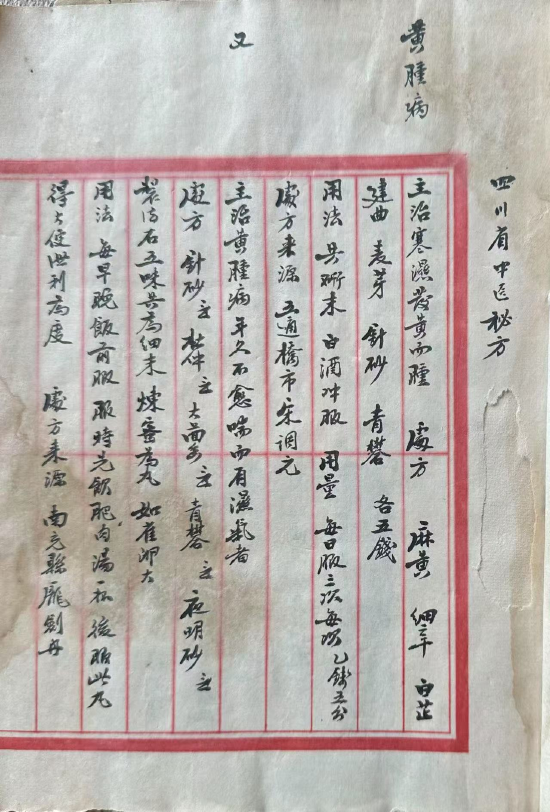 《蜀方汇稿》部分特色方剂及功效